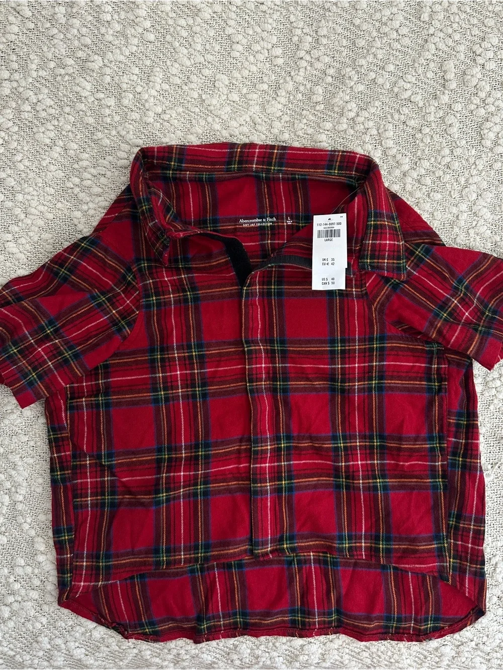 Abercrombie & Fitch NWT Dog Shirt Red Plaid Holiday Pet Apparel Size L